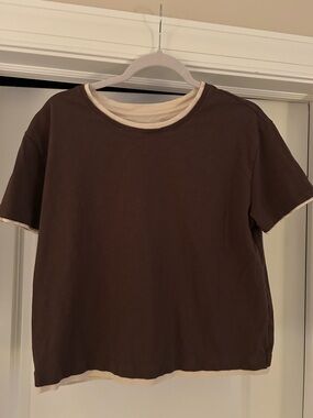 C&C California Brown Tee with Cream Trim